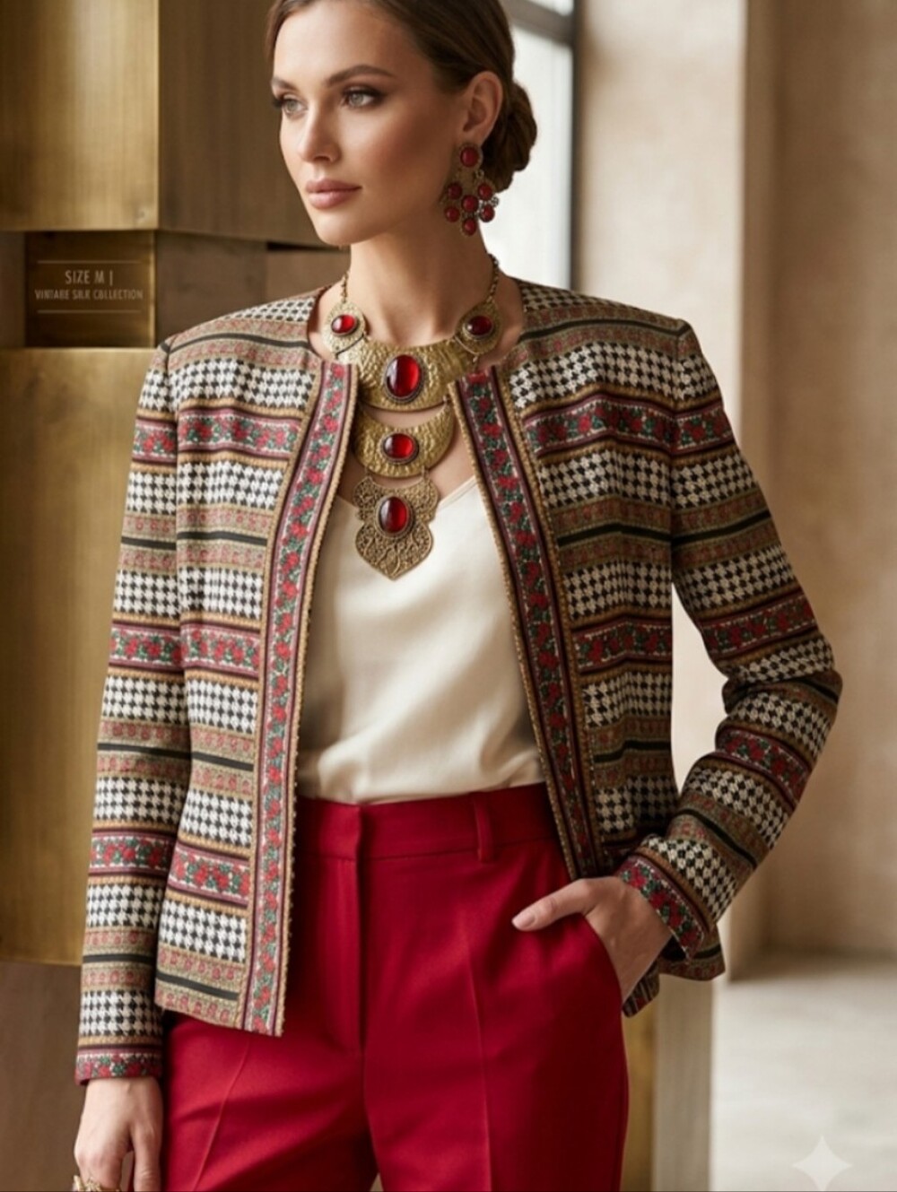 Saks Fifth Avenue 100% Silk Blazer NWT Size 12 Vintage Floral Print